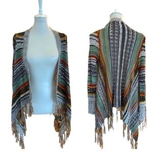 Open front cardigan with fringe